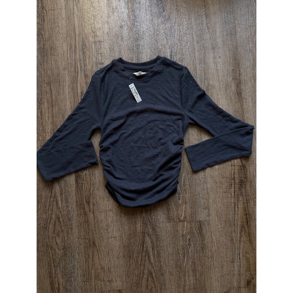 Madewell Tops - Madewell Ruched Side Crewneck Long Sleeve Top Gray Small N0376